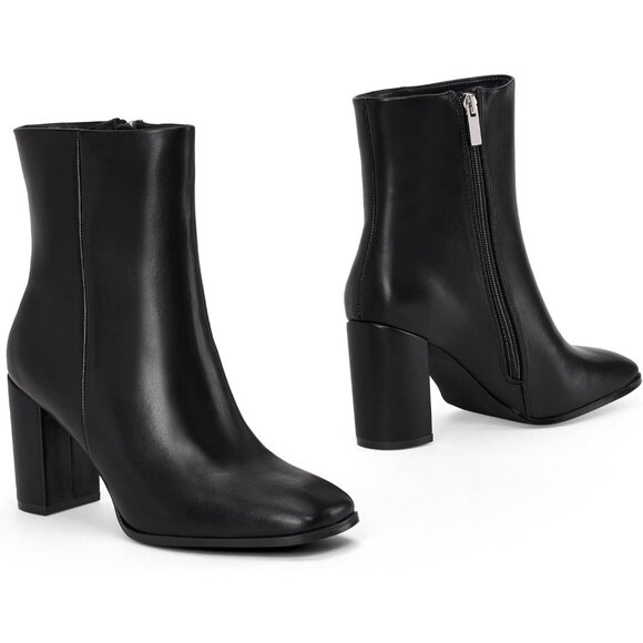 Elisabet Tang Ankle Boote Women Block Polyurethane Heel Side ZipperSquare Toe - Picture 4 of 9